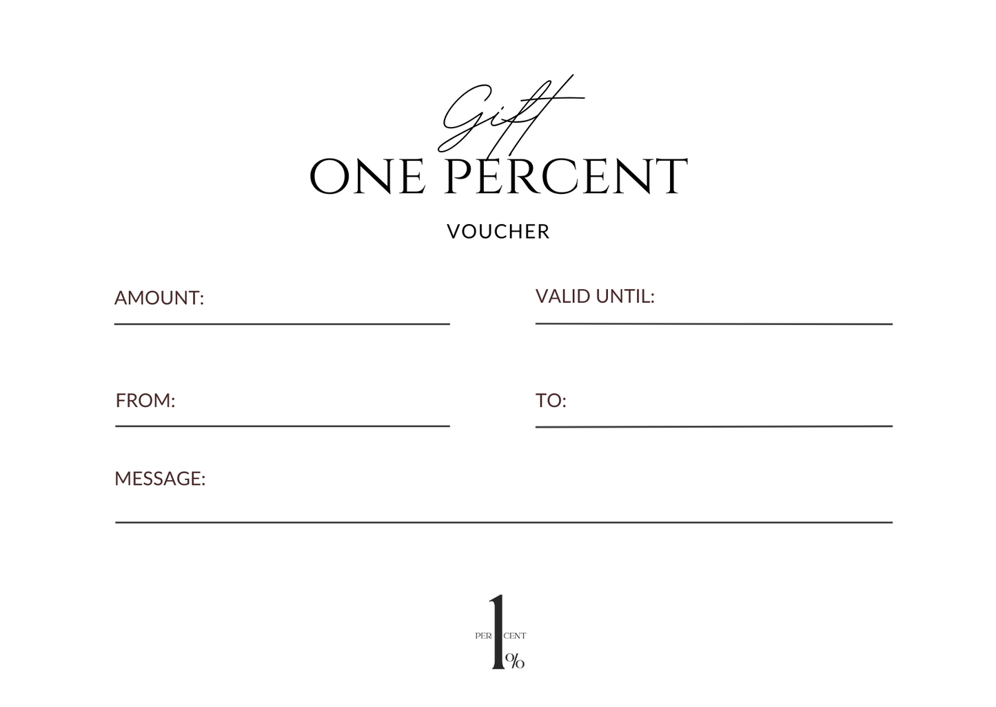 One Percent's Gift Voucher